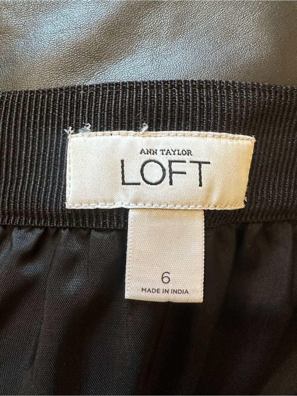 Ann Taylor Loft Black Leather Skirt Straight Pencil Womens 6 Pockets - Picture 10 of 10